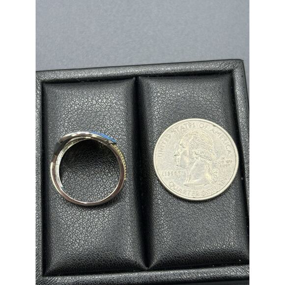 New Condition Two Tone Lab Blue Opal Ring Size 7 - Picture 10 of 11